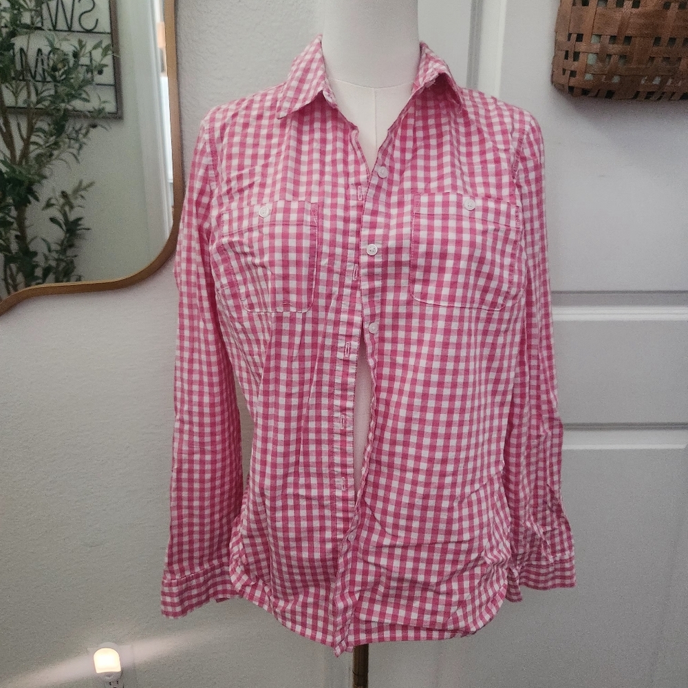 Croft & Barrow Pink Checkered Button-Down Shirt
